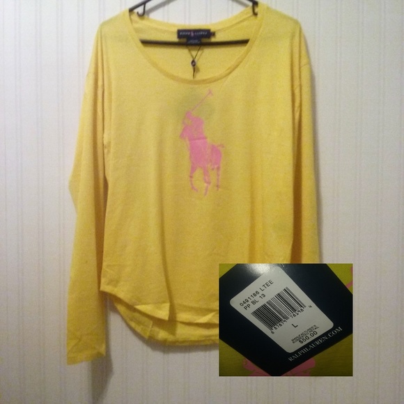 Ralph Lauren Tops - Ralph Lauren | NWT, Big logo yellow LS T-shirt